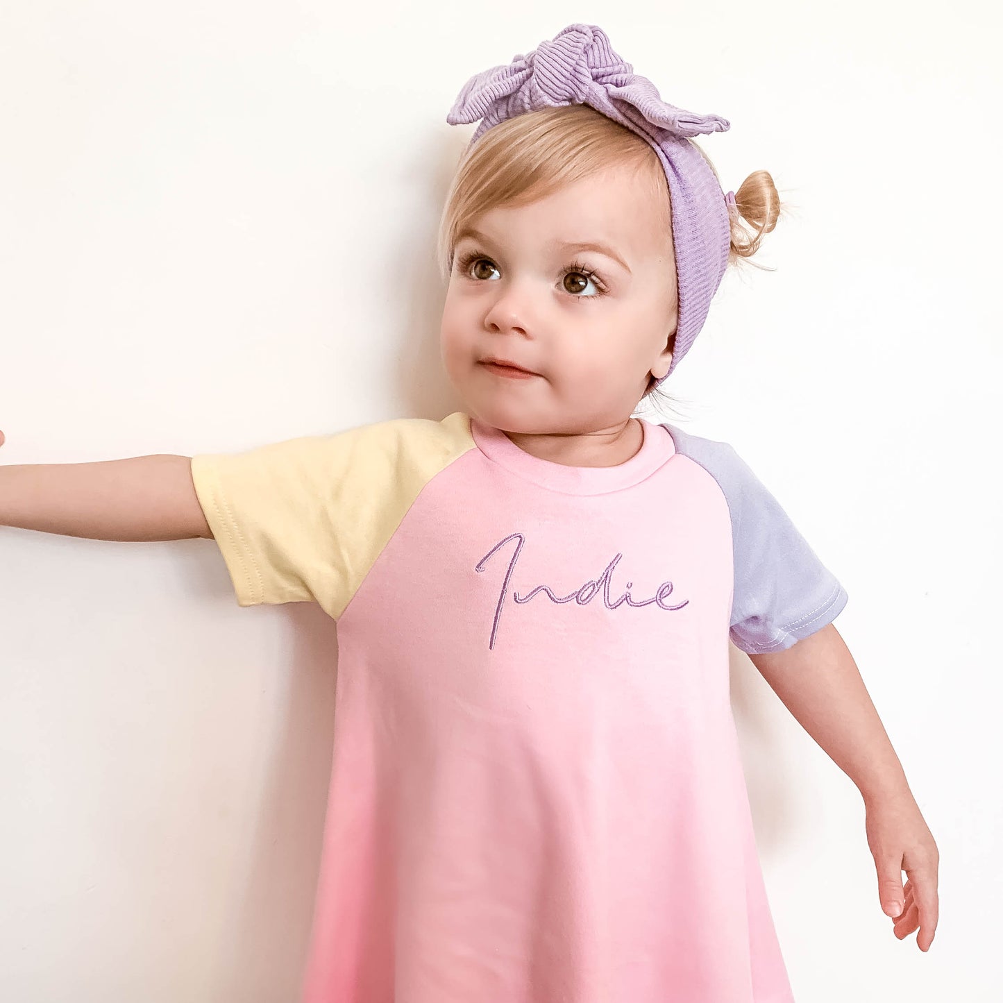 Baby Pink, Lilac & Lemon Lounge Short Sleeve Raglan Dress (Made to Order)