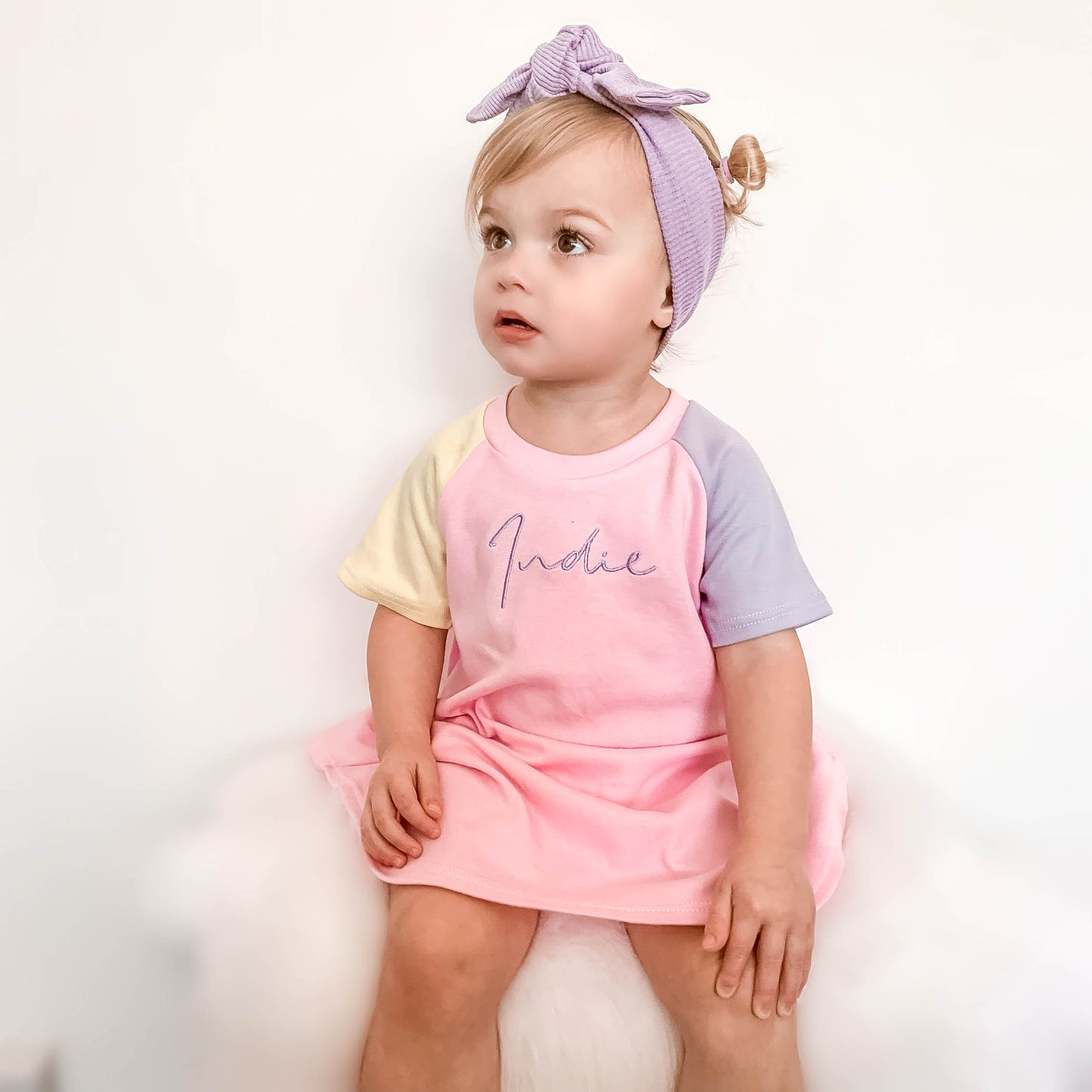 Baby Pink, Lilac & Lemon Lounge Short Sleeve Raglan Dress (Made to Order)