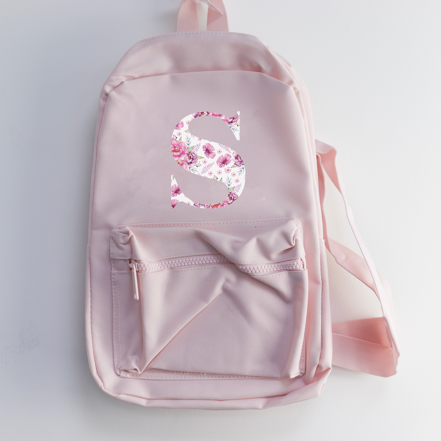 Pink Floral Pattern Initial Mini Essentials Backpack