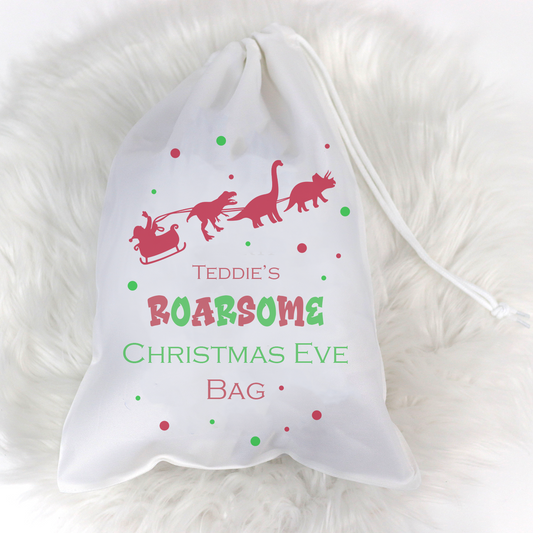 Roarsome Christmas Eve Personalised Sack ⏰