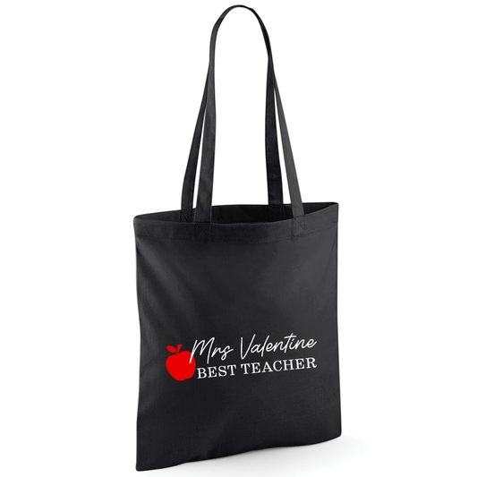 Best Teacher Apple Long Handle Tote Bag