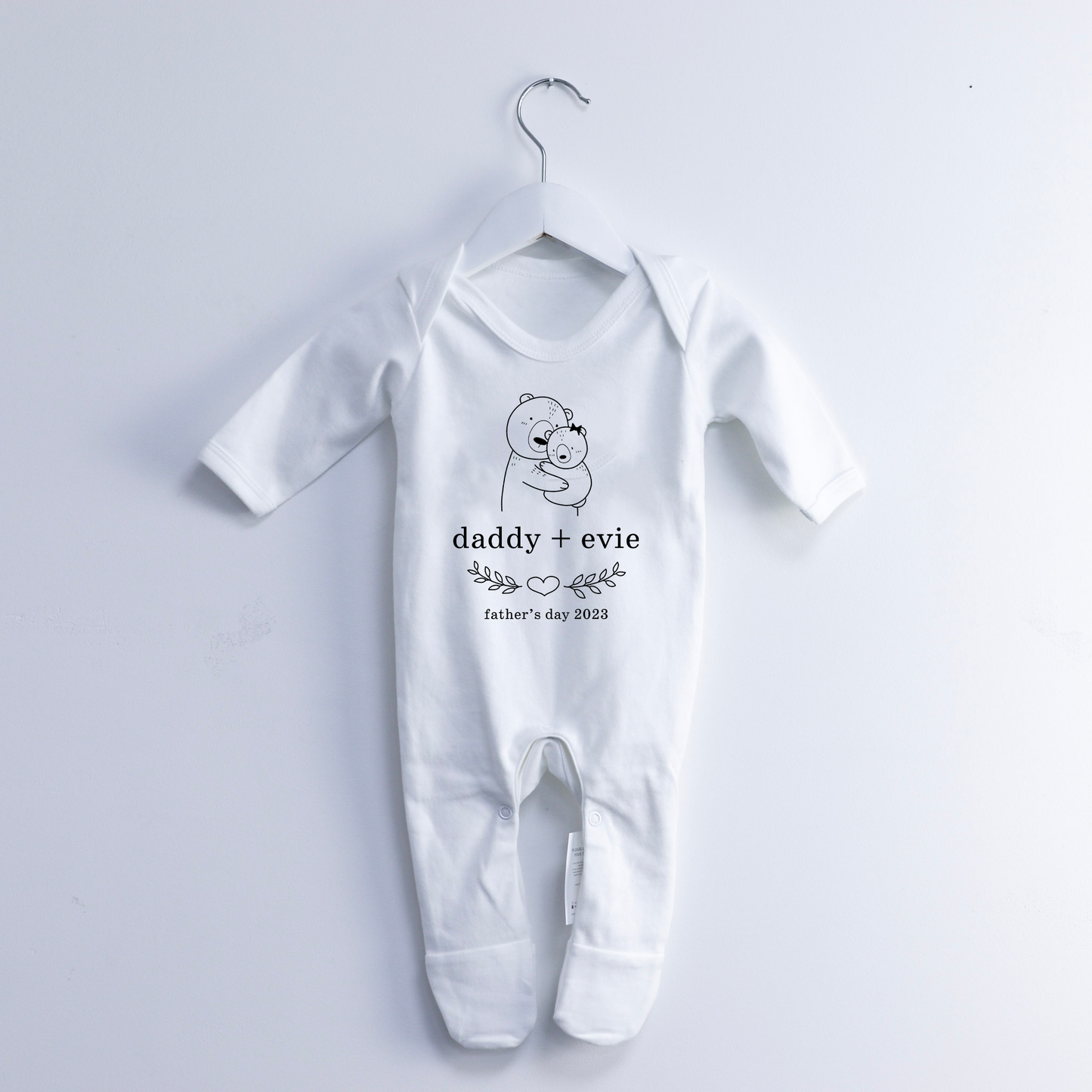 Daddy Bear Bow Doodle Father's Day Personalised Rompersuit