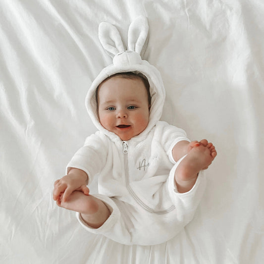 White Bunny Embroidered Personalised Onesie