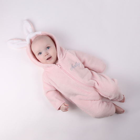Pink Bunny Embroidered Personalised Onesie