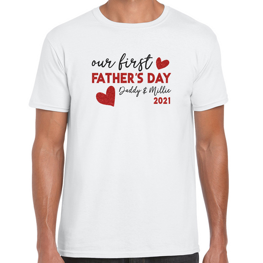 Our First Father's Day Hearts Adults Softstyle T-Shirt