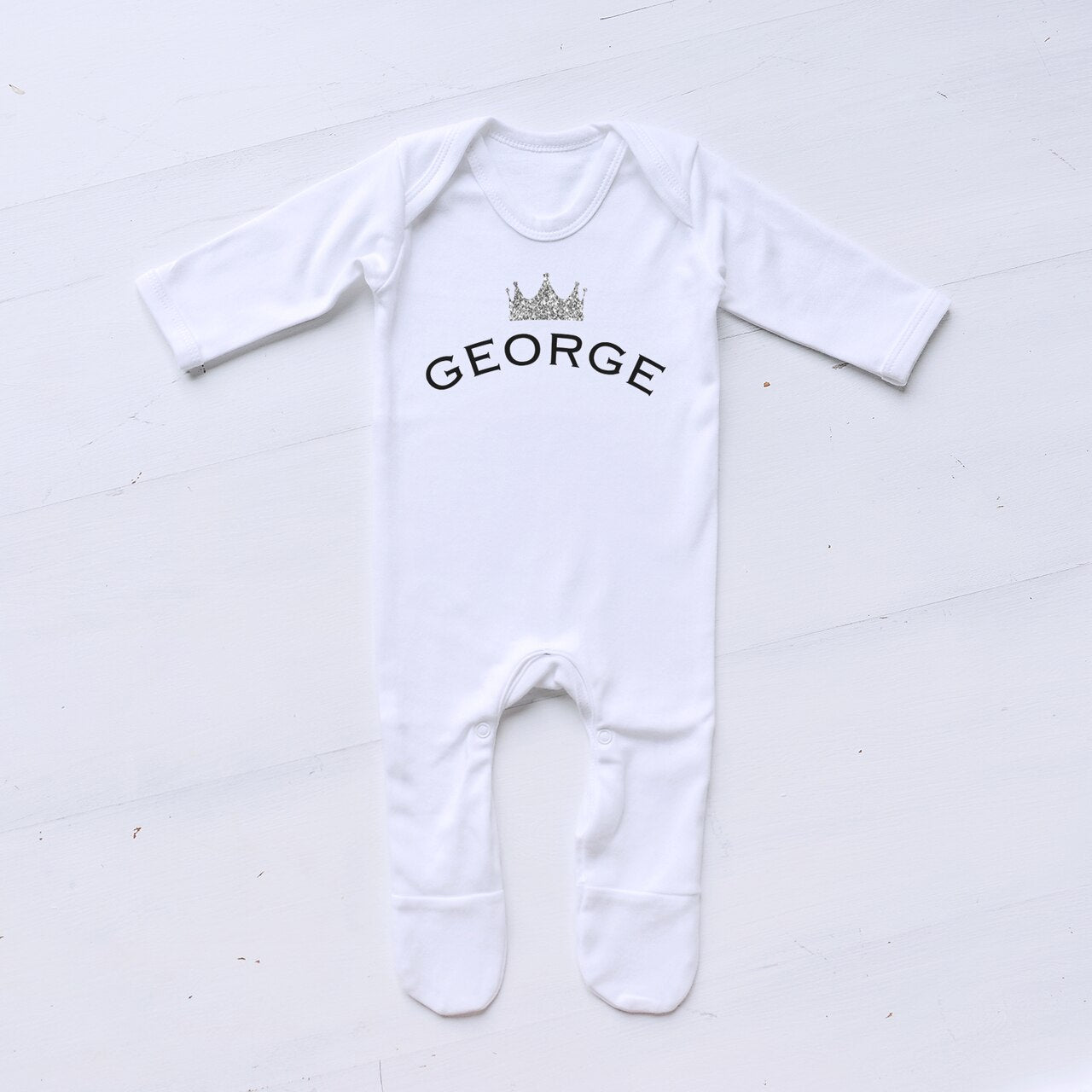 Baby Name Crown Personalised Rompersuit
