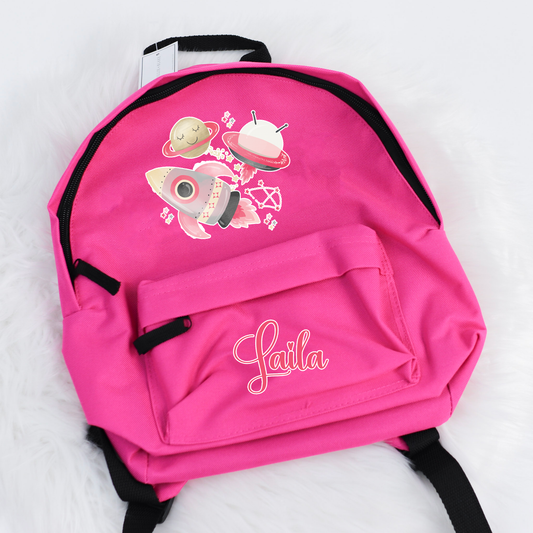 Pink Space Personalised Mini Fashion Backpack